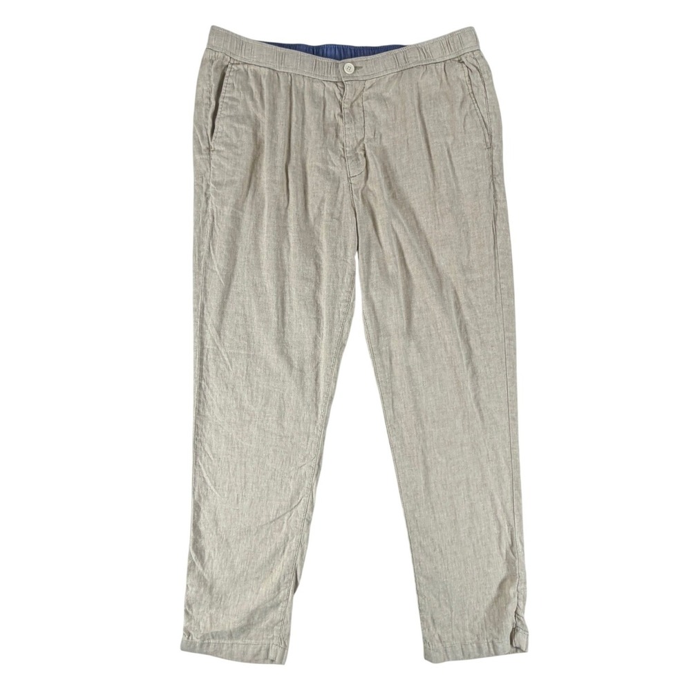 Tommy Bahama Mens XXL x 32 Linen Blend Relaxed Elastic Waist Pants Khaki